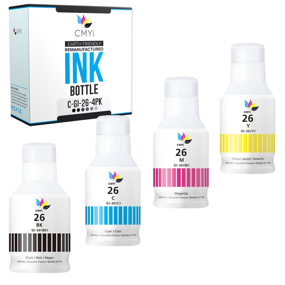 4-Pack Compatible GI-26 Ink Bottles for Canon MAXIFY GX6020 GX7020