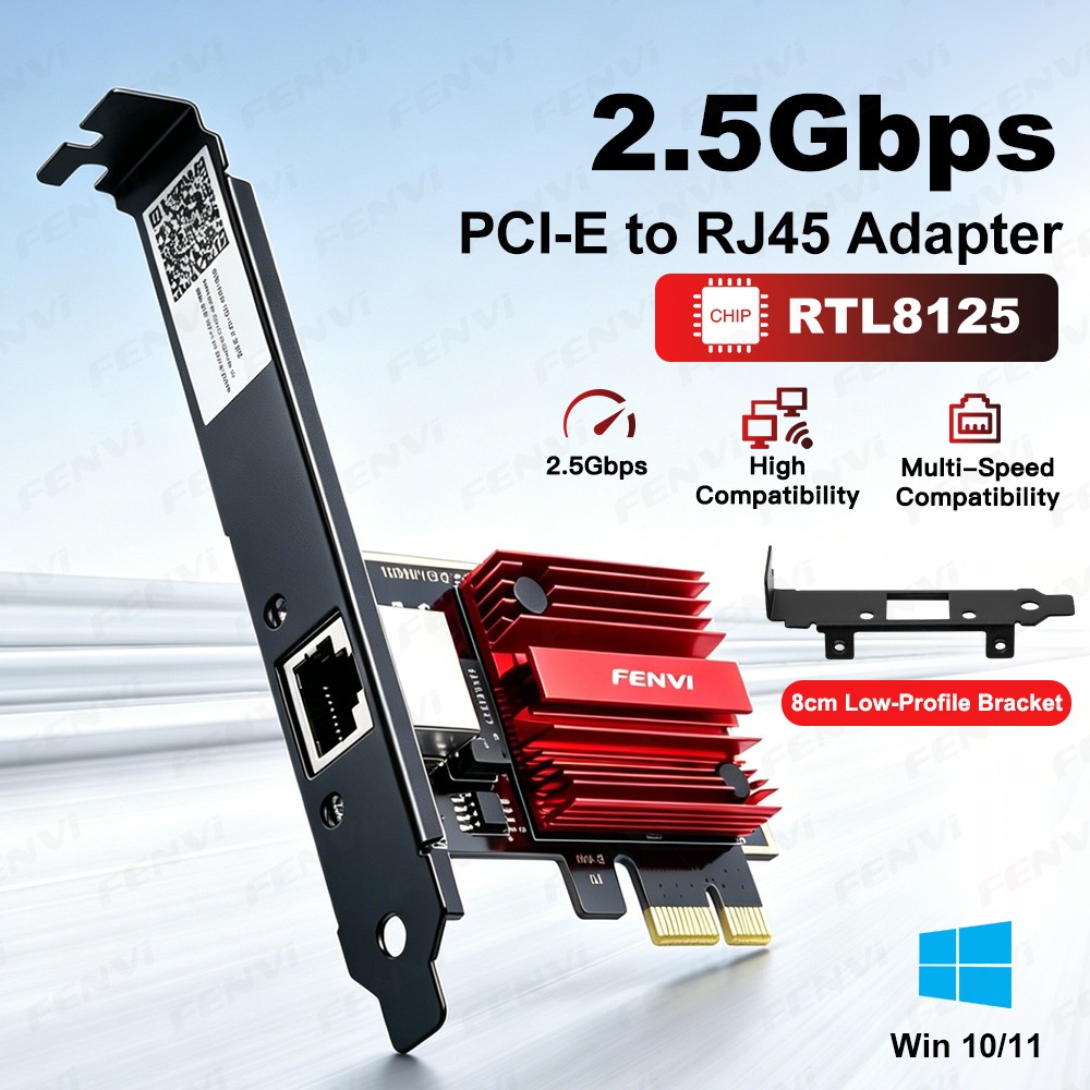 RTL8125 2.5Gbps PCI‑E Ethernet Card 2500Mbps RJ45 Gaming Desktop Network Adapter