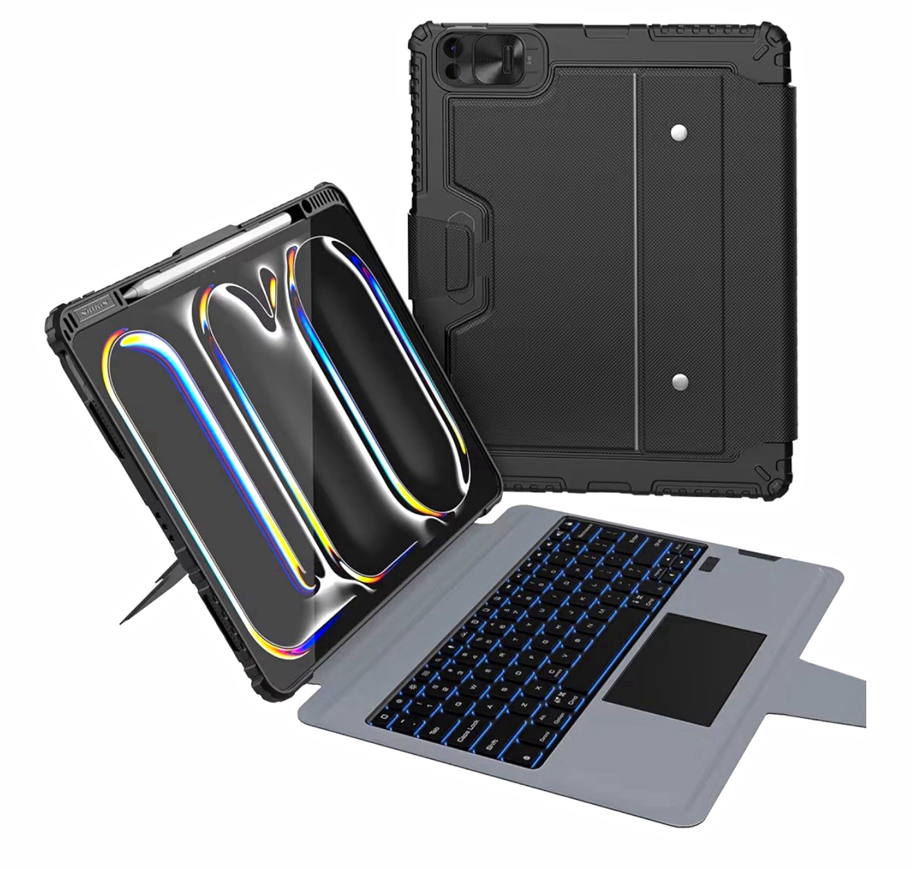 Rugged Detachable Backlit Keyboard Folio Case w/ Trackpad iPad Pro 13" M4/M5