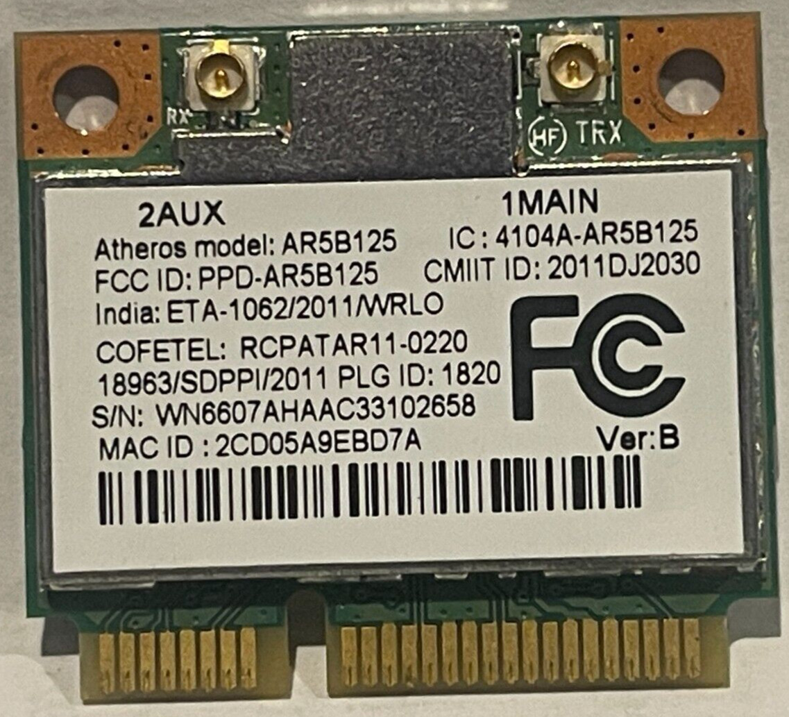 Atheros AR5B125 WiFi Wireless 802.11/b/g/n Network Card Mini PCI Express PCIe AU
