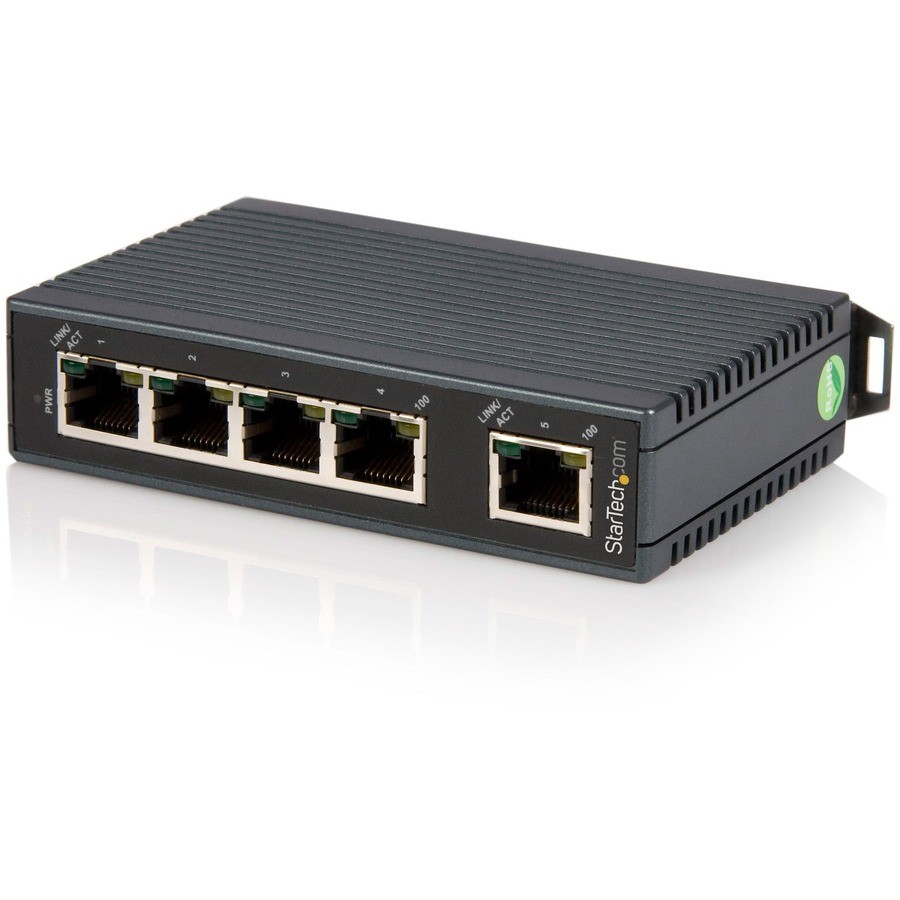 StarTech 5 Port Industrial Ethernet Switch, DIN Rail Mountable, TAA