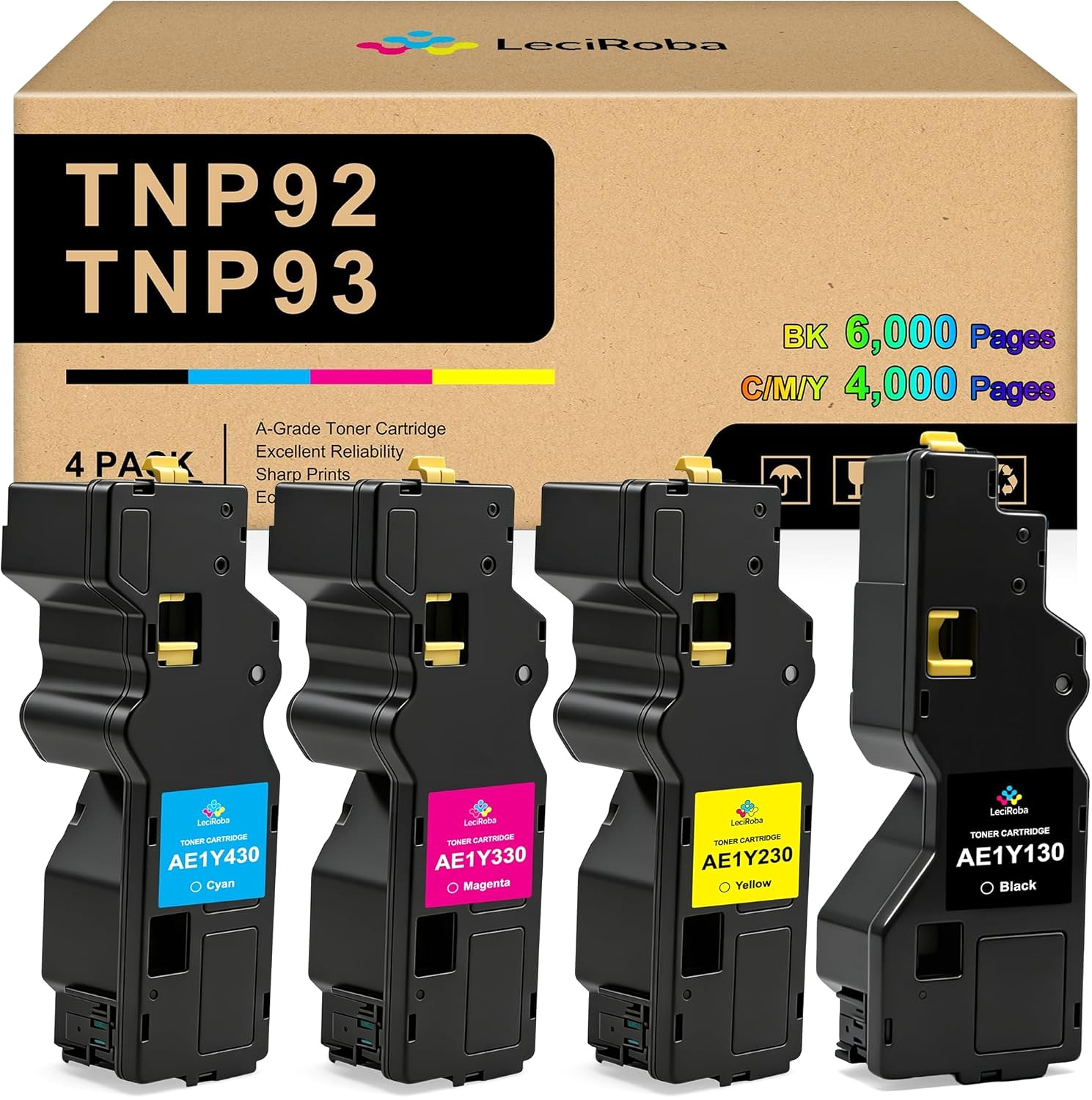 TNP92 TNP93 Toner Cartridge Set for Konica Minolta Bizhub C3120i C3100i 4-Pack
