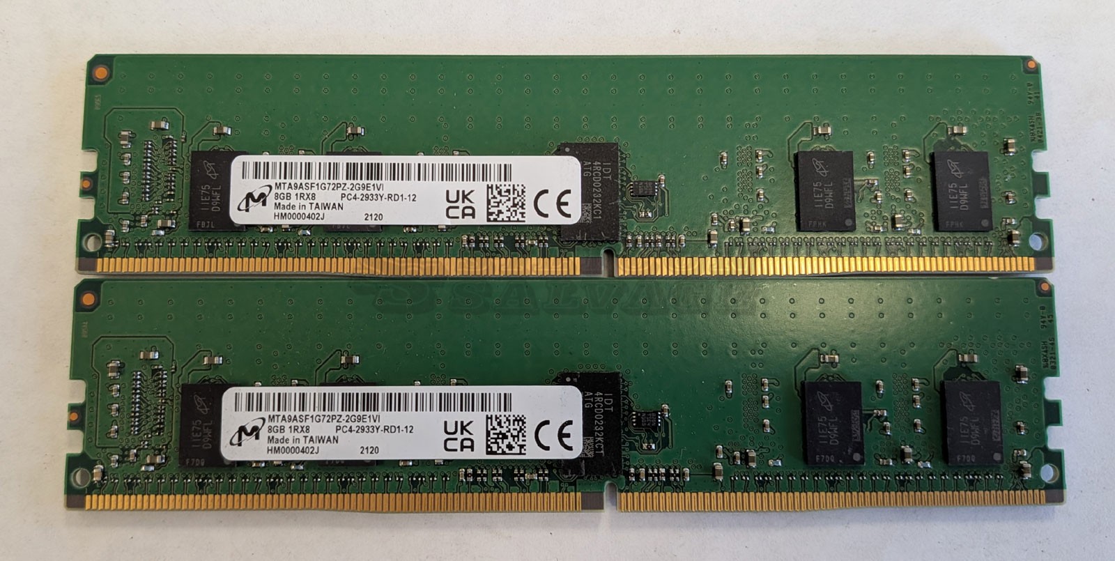 Micron 2 x 8GB PC4-2933Y-R RDIMM DDR4-21300 ECC Reg Server Memory
