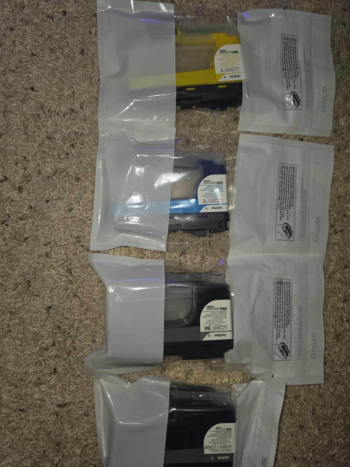 New Genuine Brother LC3037 LC3039 Black, Yellow, Cyan 4PK Starter Ink Cartridges