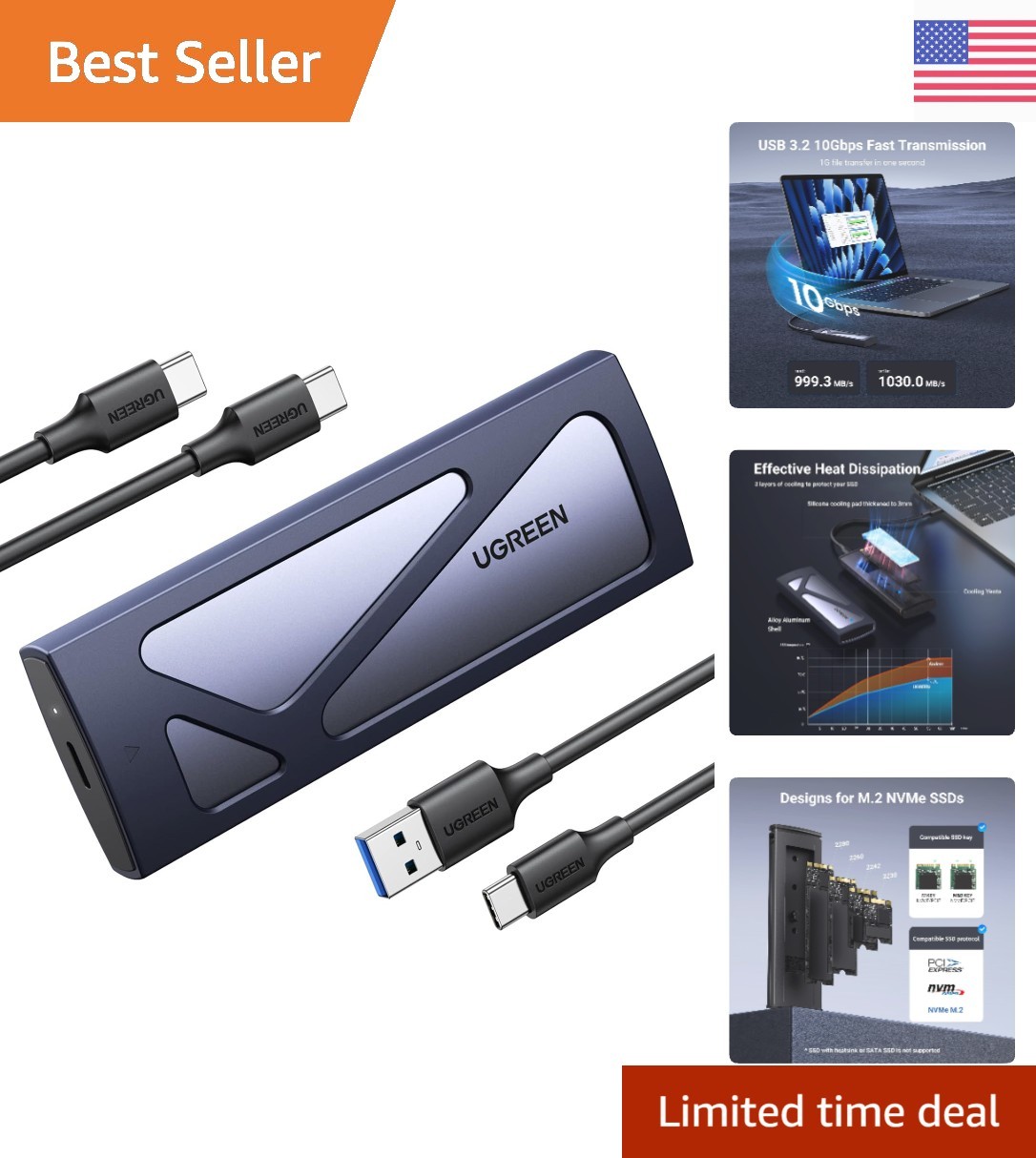 Effortless Tool-Free USB C SSD Enclosure - Achieve 10Gbps with 8TB Capacity