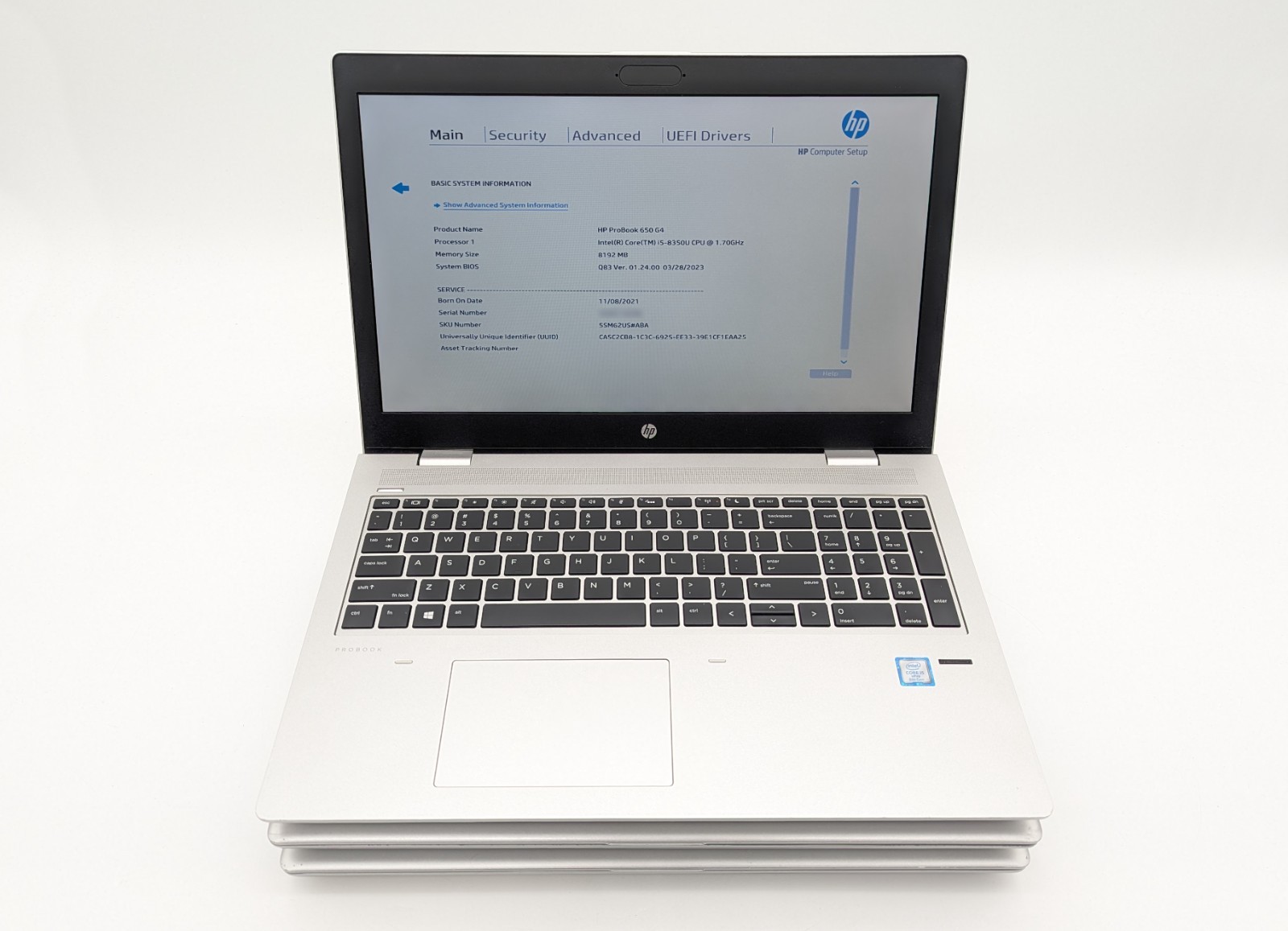 Lot of 3 HP ProBook 650 G4 - Intel Core i5-8350U 8GB RAM No OS/AC/SSD/Webcam