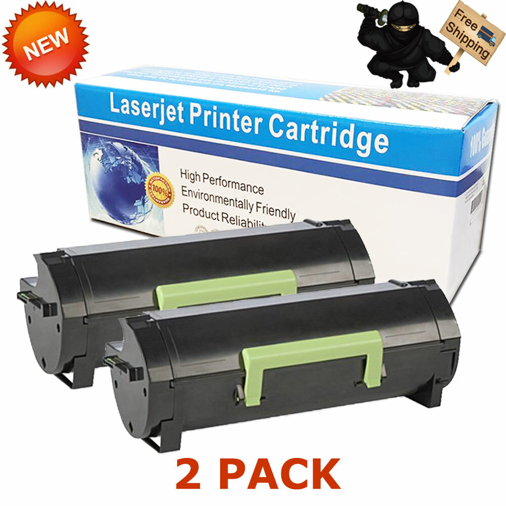 2 PK 60F1000 Toner Cartridge for Lexmark MX310dn MX410de MX510de MX611de Printer