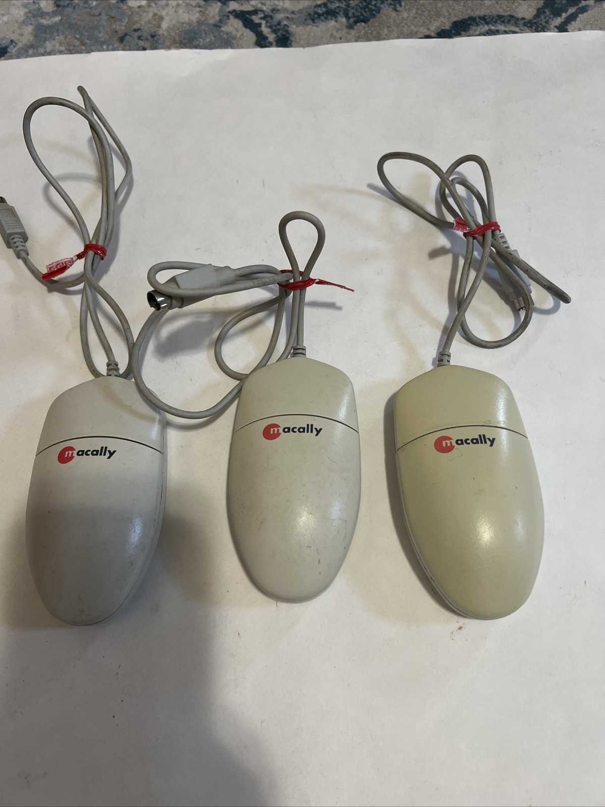 3 Vintage Macally One Button Mouse Made In Taiwan