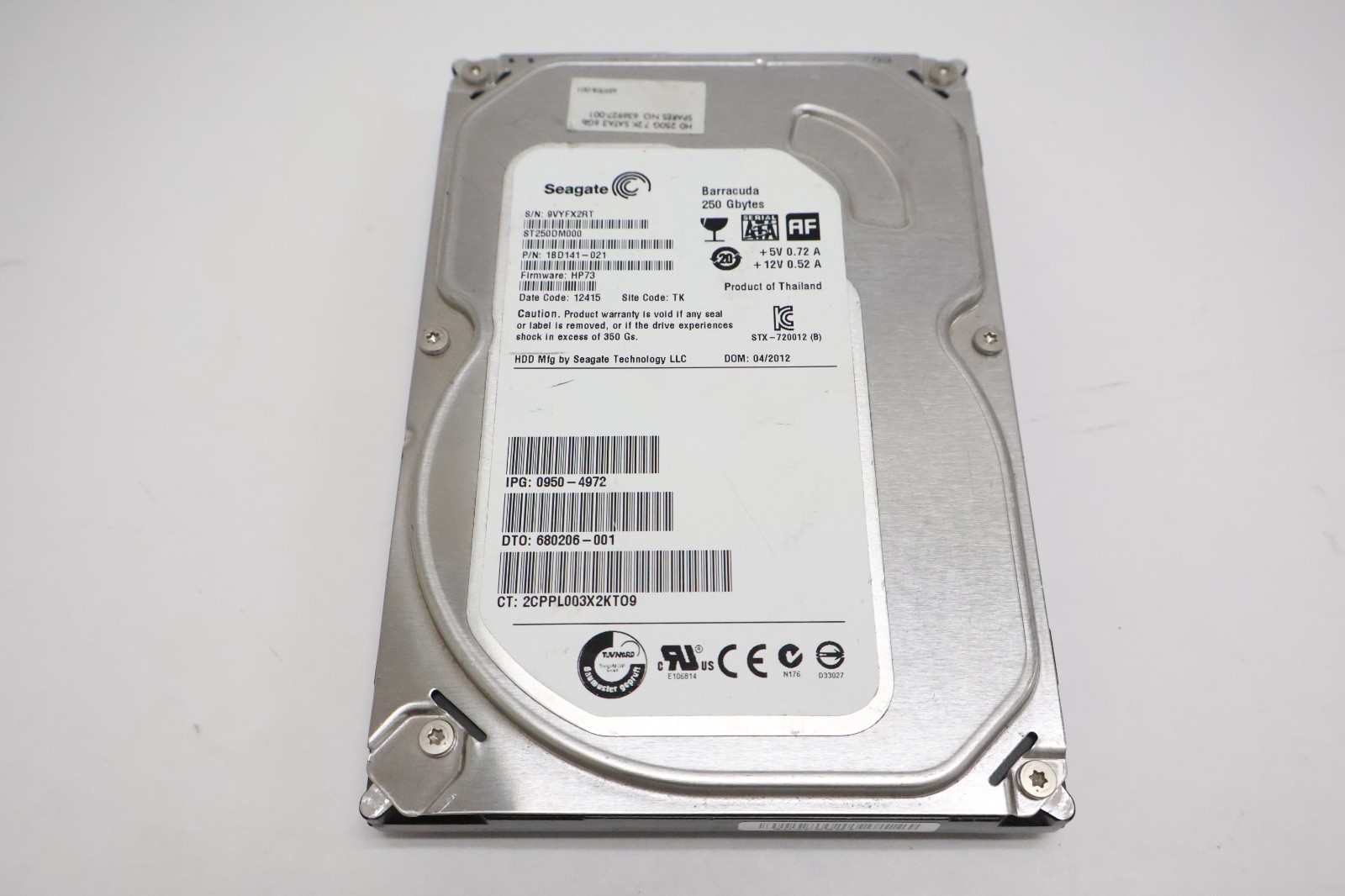 Seagate Barracuda 250GB 3.5" SATA Desktop Hard Drive ST250DM000 Tested Working