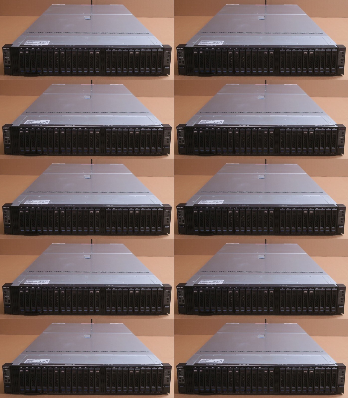 10x Inspur i24 2U 4-Node CTO Server 8x Scalable CPU 8x SAS/SATA + 16x NVMe 100GB