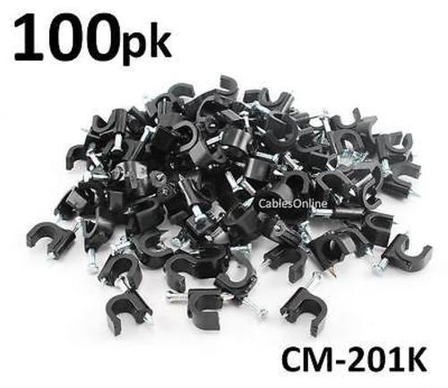 100-Pack Coax RG6 Nail On Cable Clips, Black