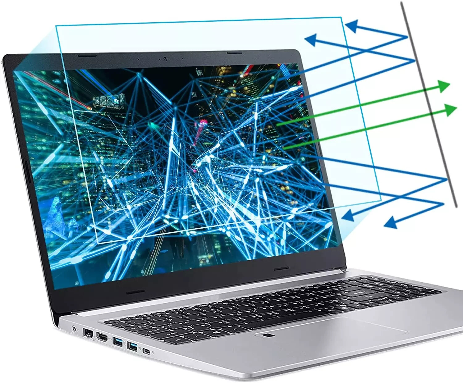 2-Pack 15.6 Inch Anti Blue Light Laptop Screen Protector, Eye Protection Anti Gl