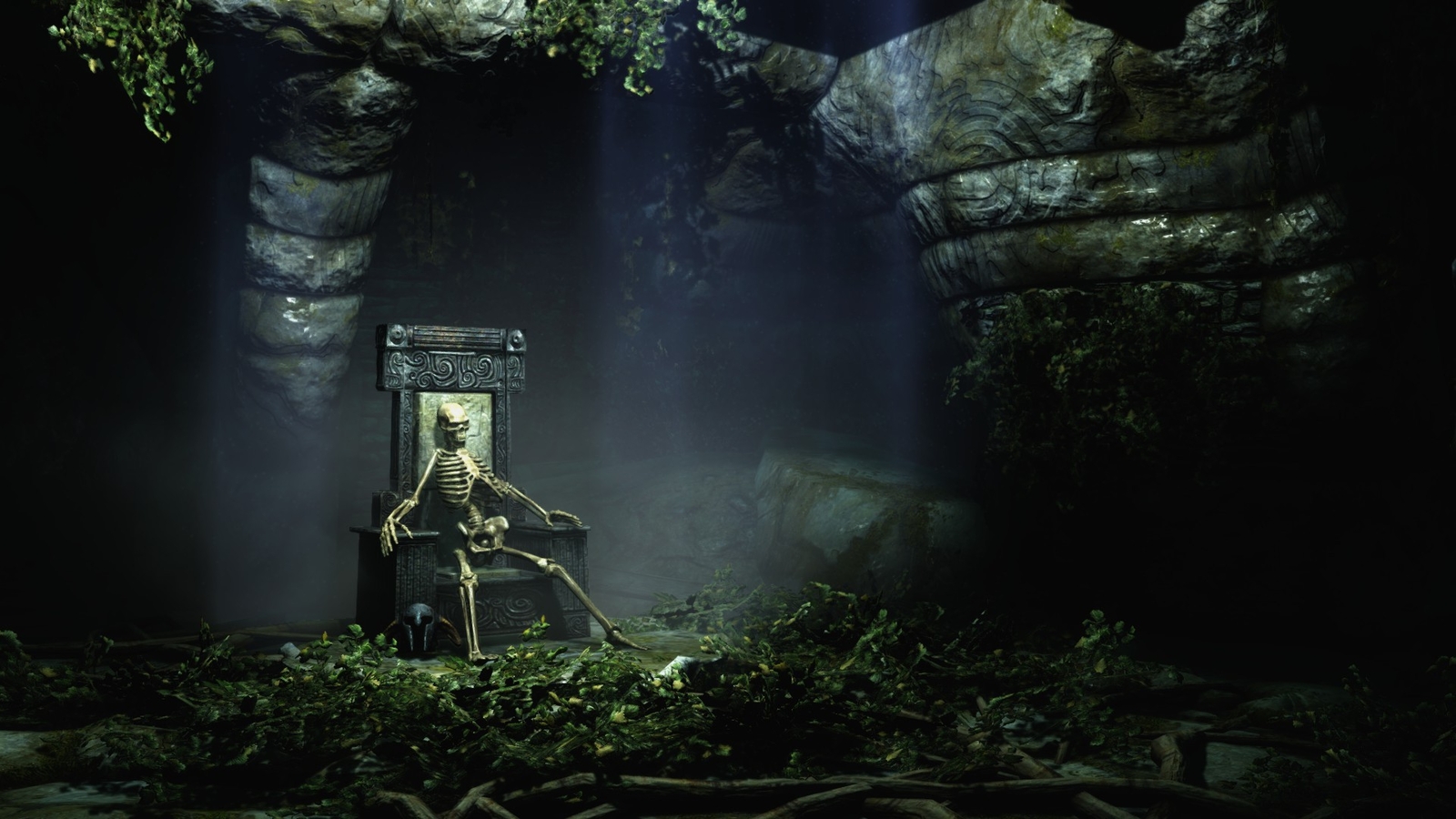 Landscape nature art skull bones skeleton throne sitting Custom Gaming Mat Desk