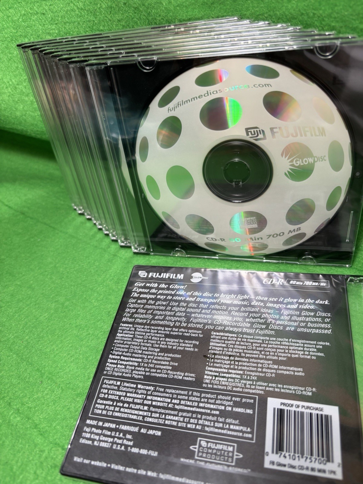 10 Fujifilm CD-R 700MB Glow Disc Glow in the Dark New Blank CDs
