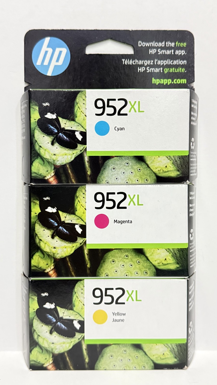 HP 952XL High-Yield Cyan/Magenta/Yellow 3-pk color Genuine Ink Cartridges