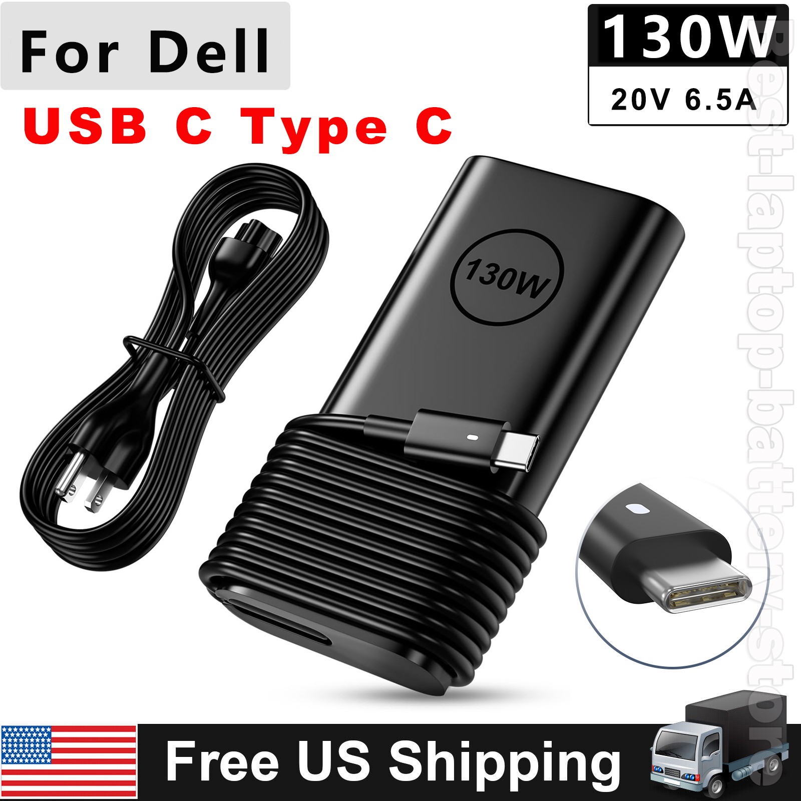 130W USB-C Type-C Charger For Dell XPS 17 15 2IN1 9575 Precision 5530 HA130PM170