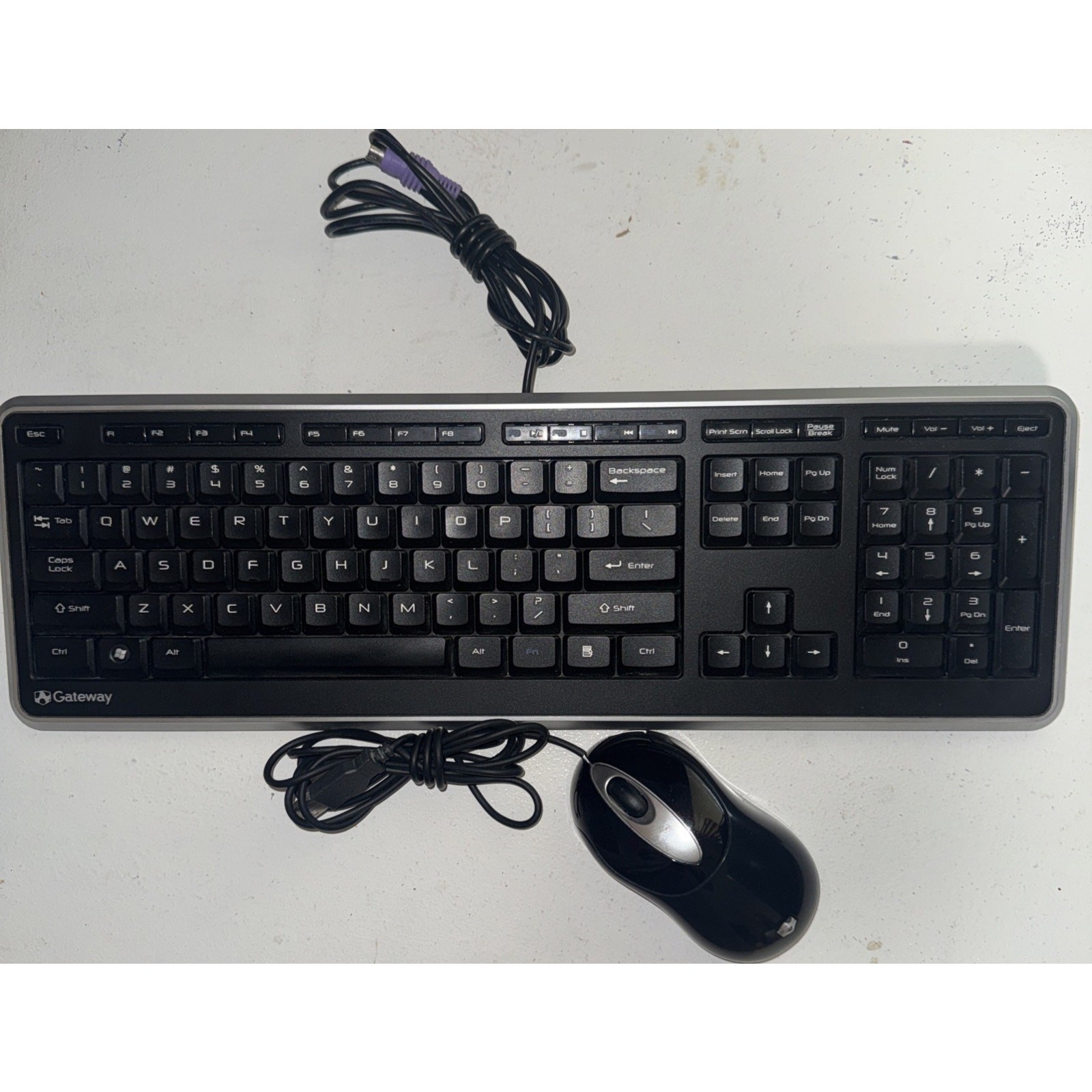 GATEWAY KB-0817 Black Wired PS/2 Multimedia Keyboard Tested OEM mouse USB MOAKUO