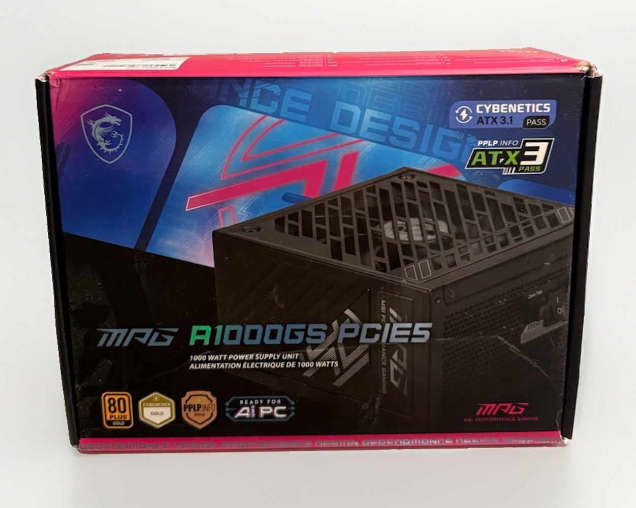 MSI 1000W ATX 3.1 PSU Full Modular 80 Plus Gold Certified ATX MPG A1000GS PCIE5