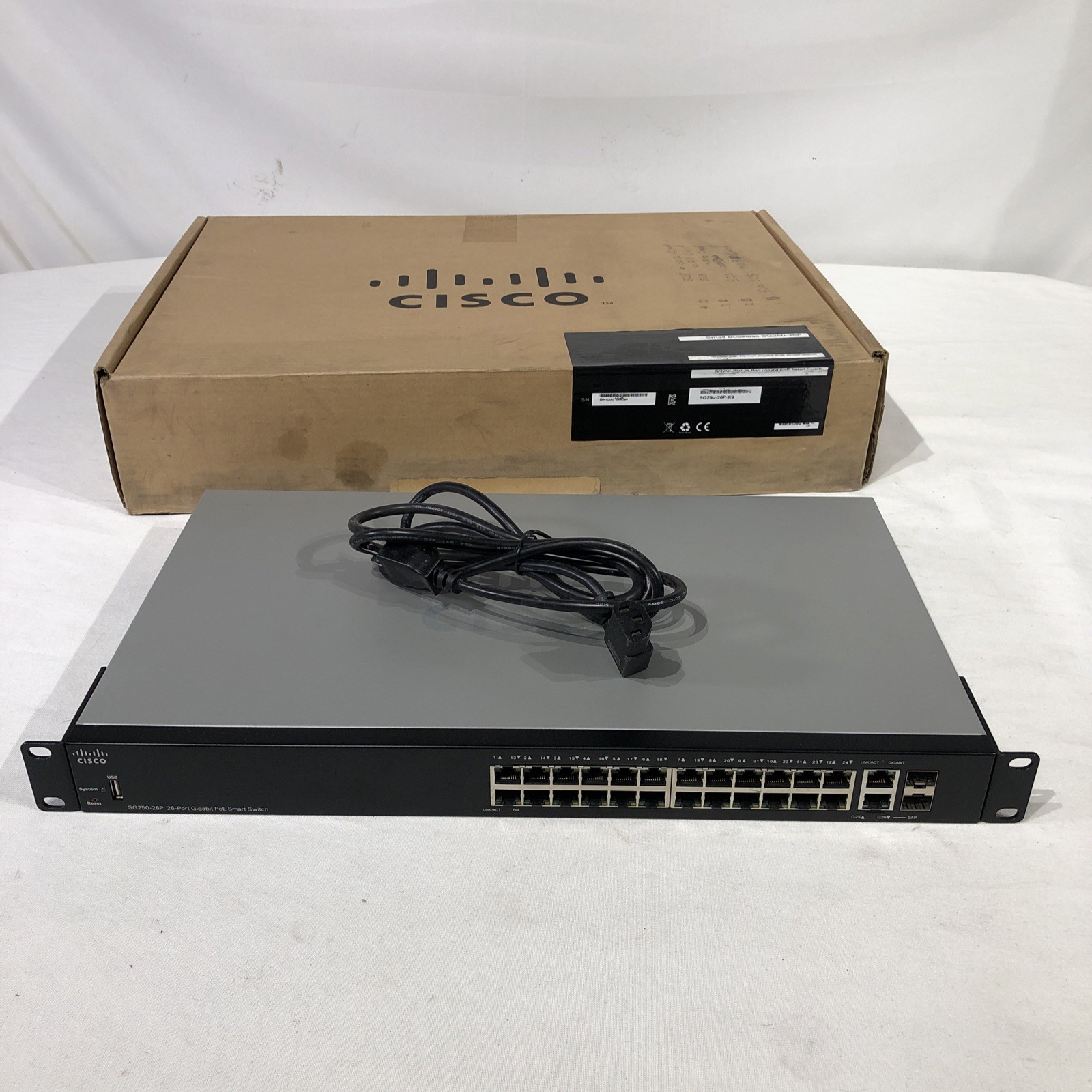 Cisco SG250-26P Managed Switch 24-Port PoE+ 195W Gigabit 52 Gbps Smart