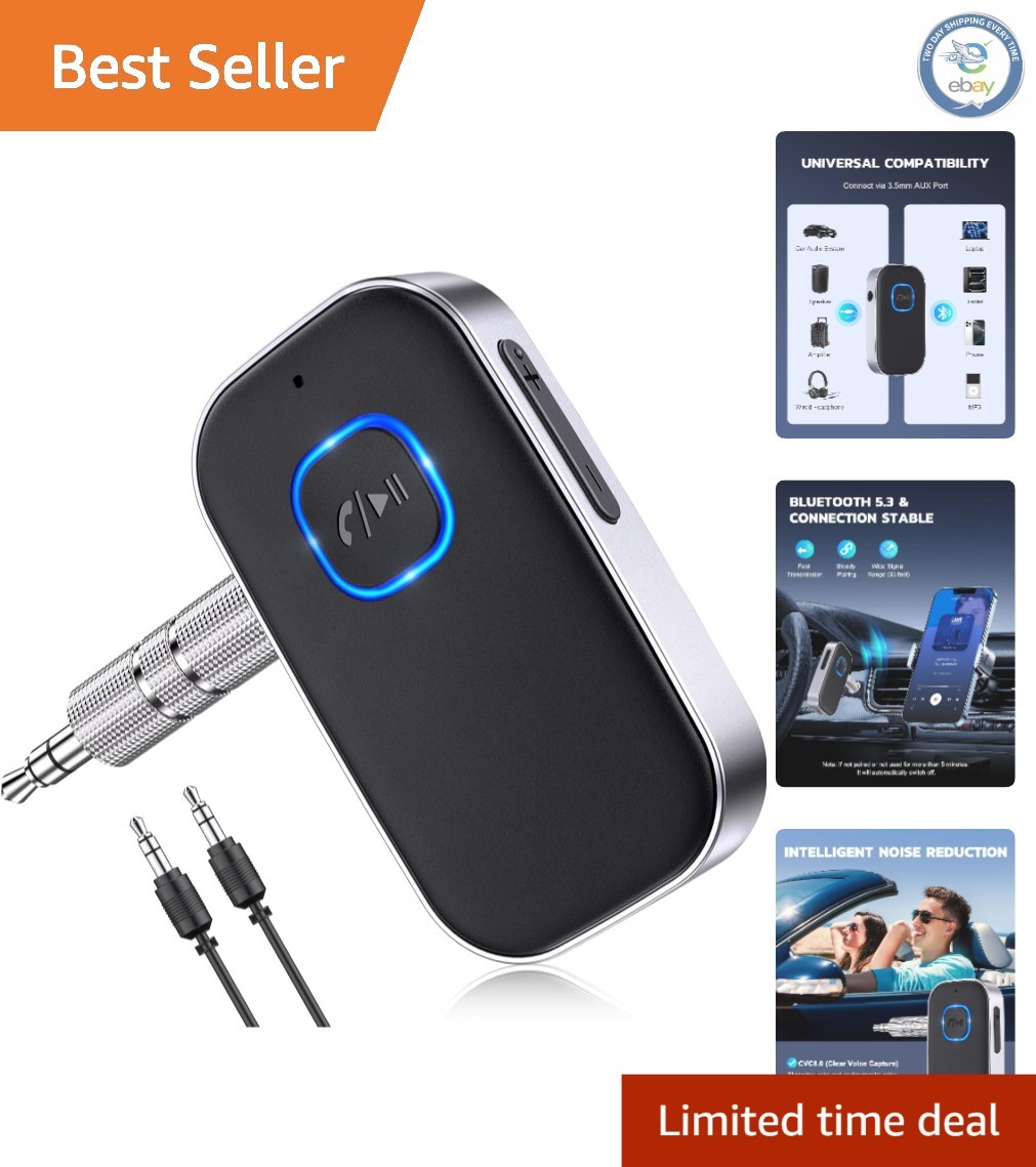 High-Performance Bluetooth Car Adapter with 3.5mm AUX & Dual Device Connectivity