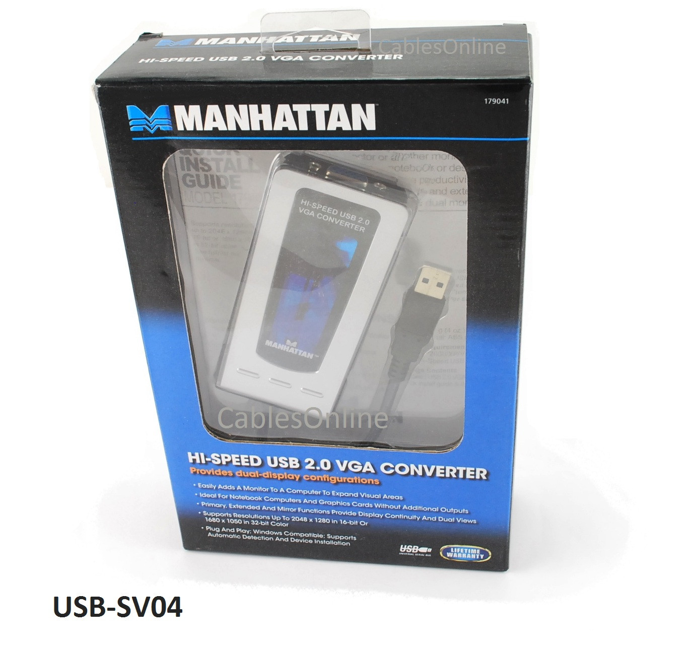 Manhattan USB to Hi-Resolution SVGA Converter Cable Adapter 179041, USB-SV04