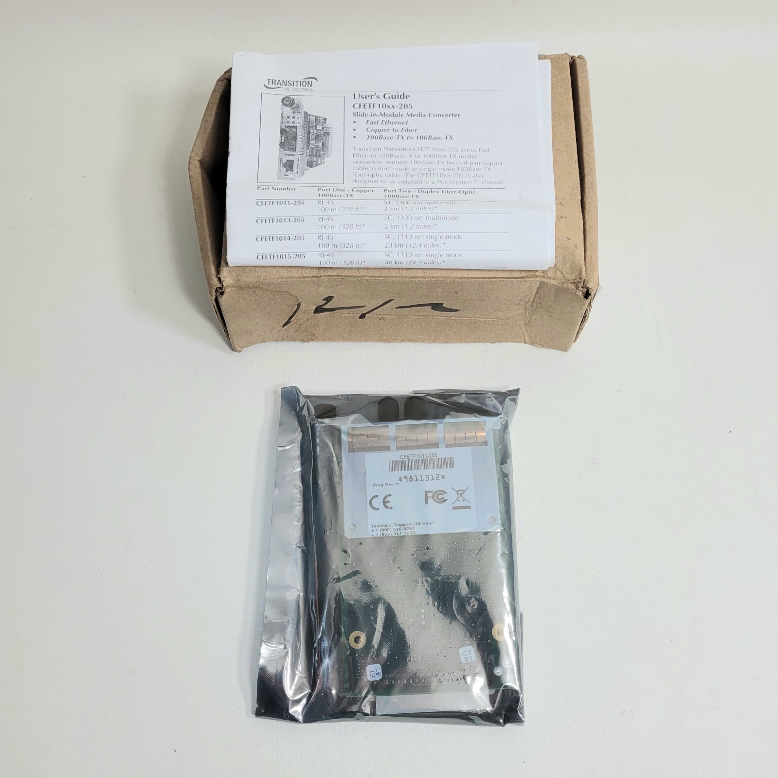 Transition Networks Fast Ethernet Slide-In Module Media Converter CFETF1011-205