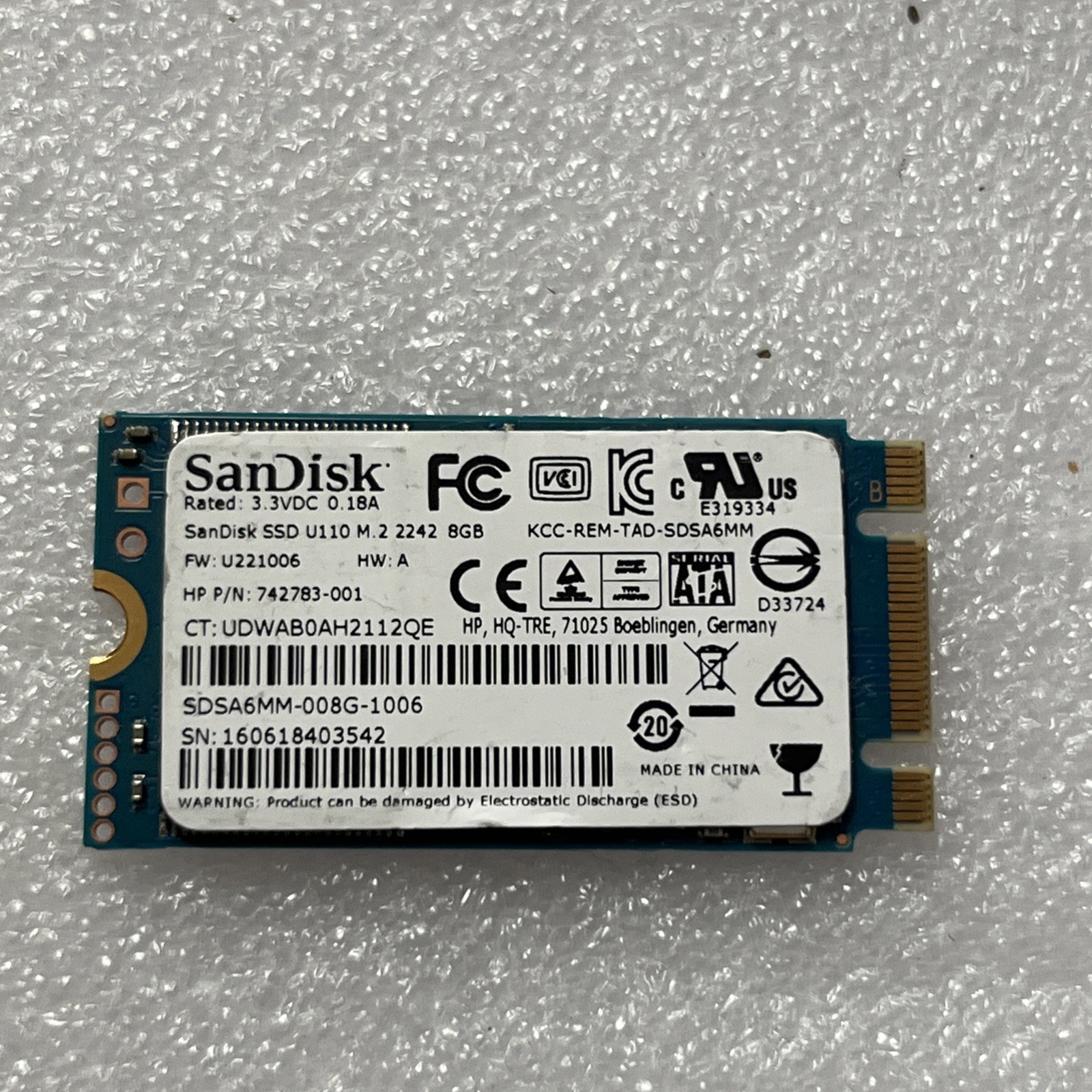 SanDisk 8GB SSD M2