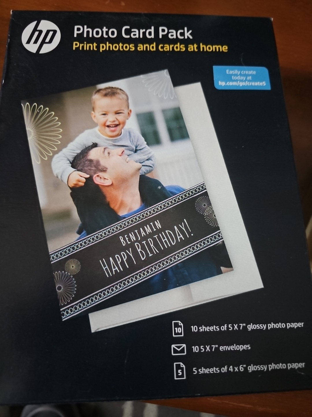2 Hp Photo Card Pack 5x7 And 4X6 Glossy Photo Paper And Envelopes-Bent Package