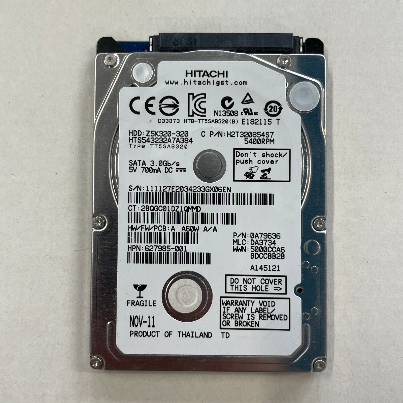 Hitachi Travelstar Z5K320 320GB 2.5" 5400RPM SATA 3GB/s 8MB HDD HTS543232A7A384