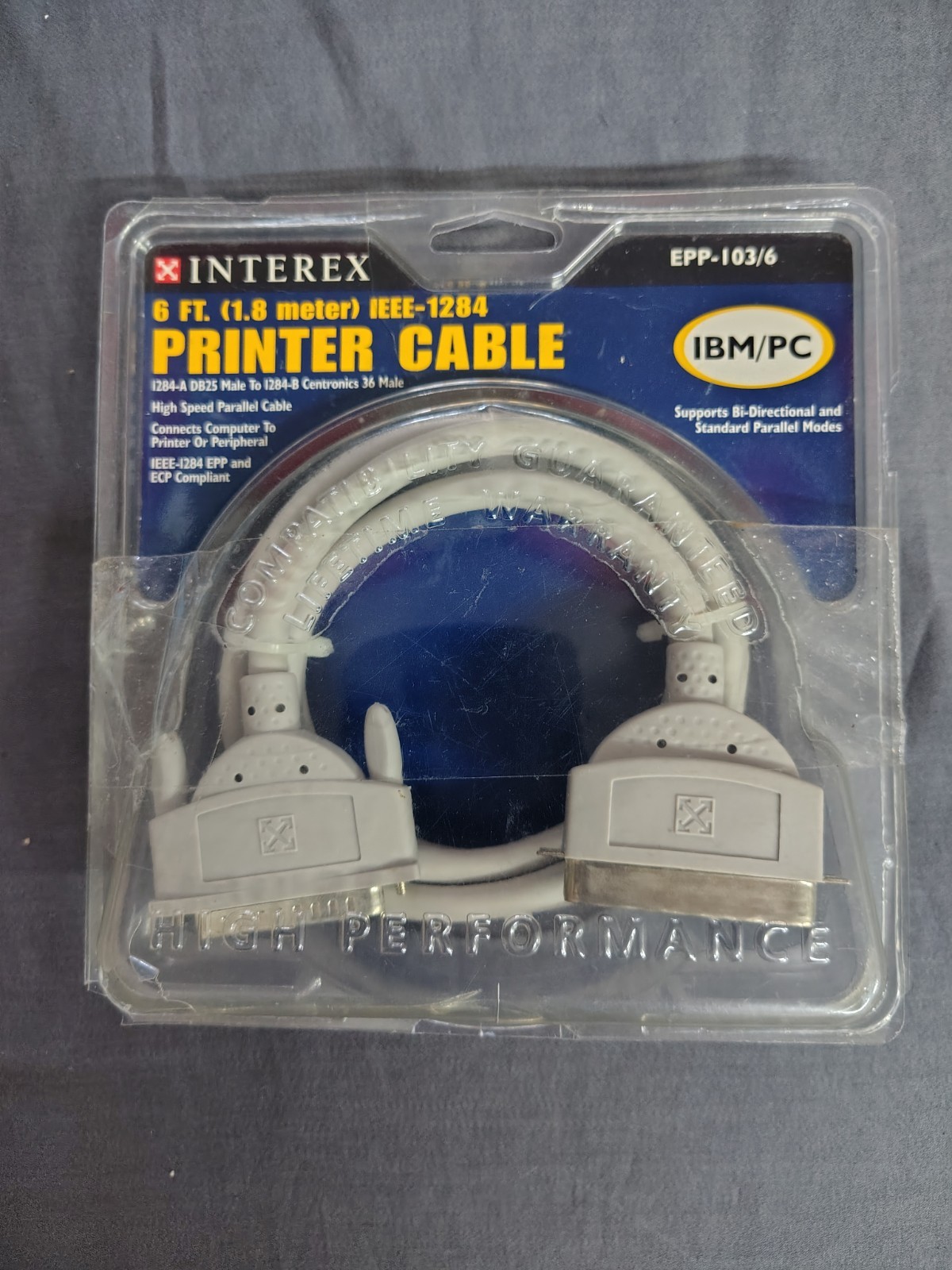 Interex Parallel Printer Cable 6’ Foot