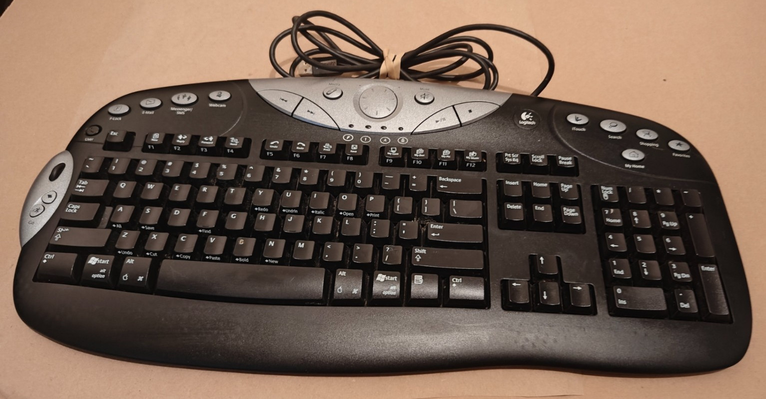 Logitech Elite Keyboard Wired USB Ergonomic Y-BF38 867225-0100-Tested Works 100%