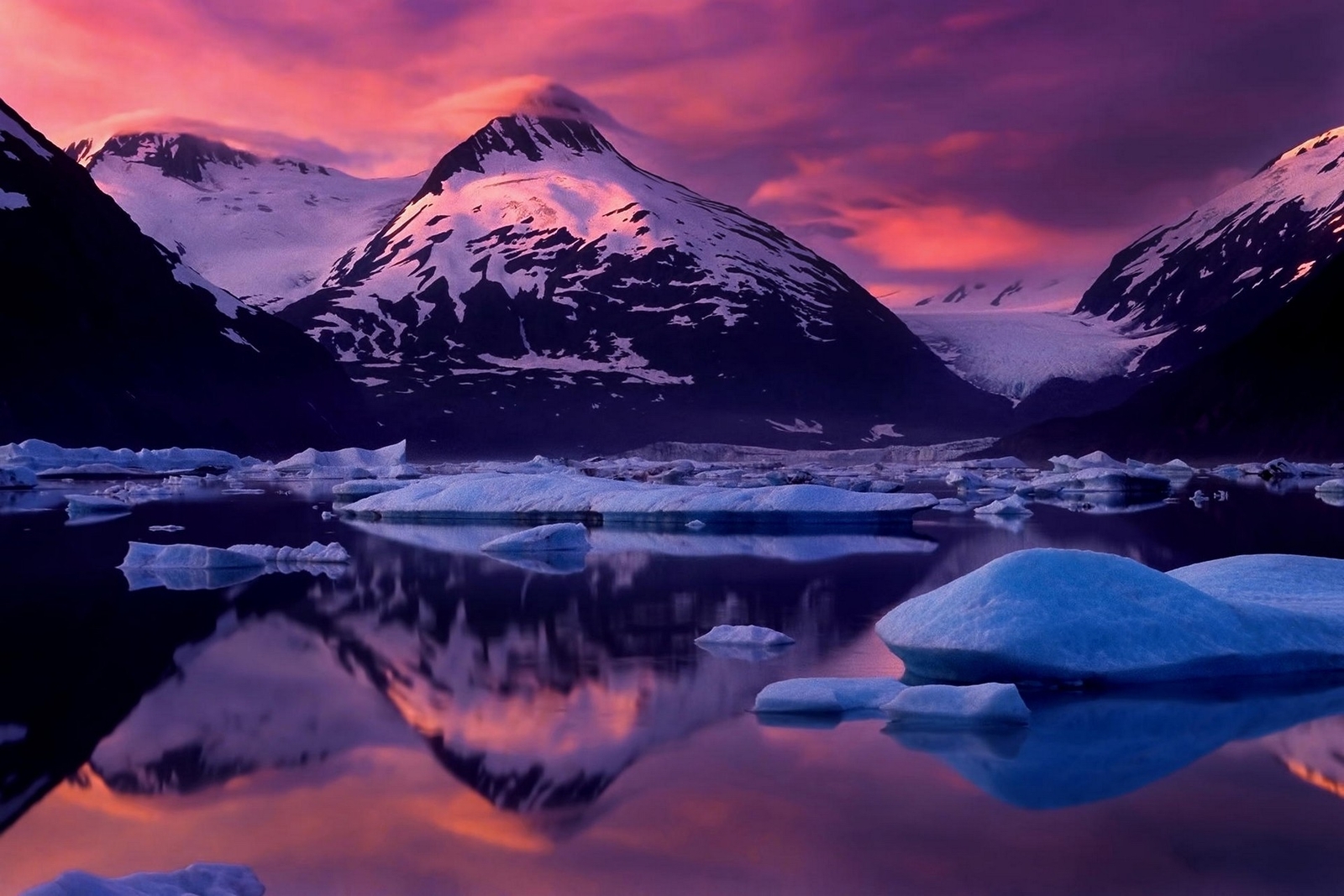 Landscape glacier cold mountains sunset nature alaska Custom Gaming Mat Desk