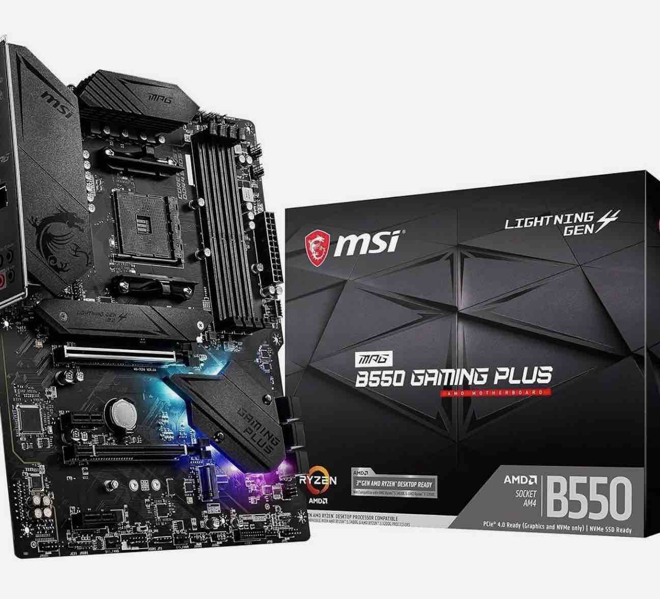 MSI MPG B550 GAMING PLUS AM4 AMD Motherboard Ryzen 5000 DDR4 PCIe 4.0m.2 ATX