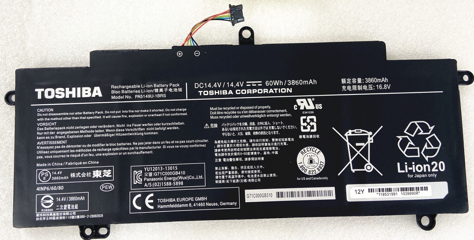 Genuine PA5149U-1BRS Battery Toshiba Tecra  Z50 Z50-A-0DU Z50-A-07Q 4INP7/60/80