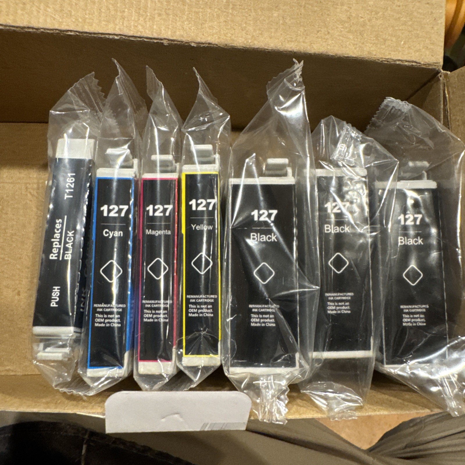 EZINK T127 T126 Ink Cartridges 7 ‑Pack for Epson Workforce Printers Black  COLOR