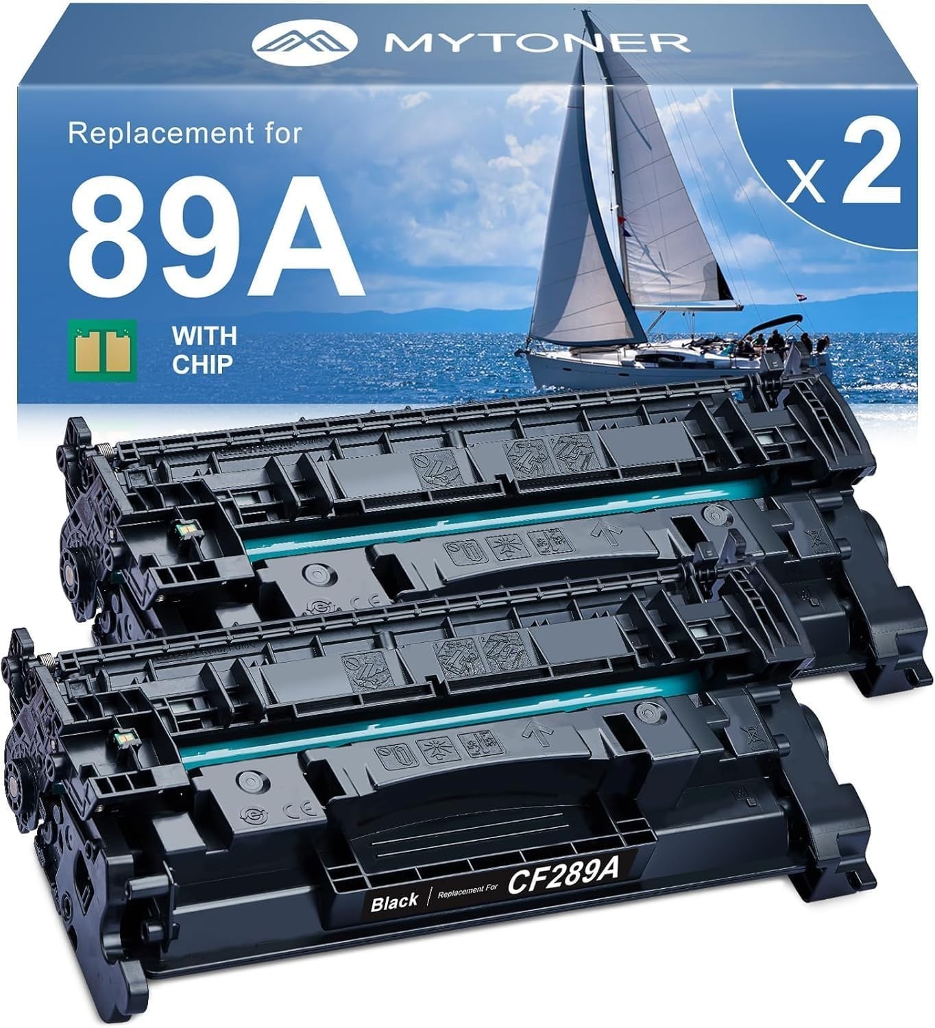 2PK 89X CF289X Black Toner w/ Chip for HP LaserJet Enterprise M507 M528 10K Yiel