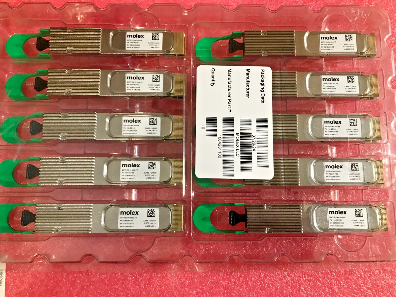 （1PC）Molex QSFP-DD 4x100G-FR 1064281100 compatible with Cisco QDD-4X100G-FR-S