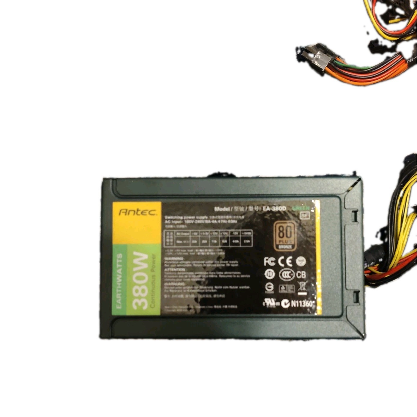 Antec Model EA-380D Green 80 PLUS Bronze 380W Desktop Power Supply Tested Works