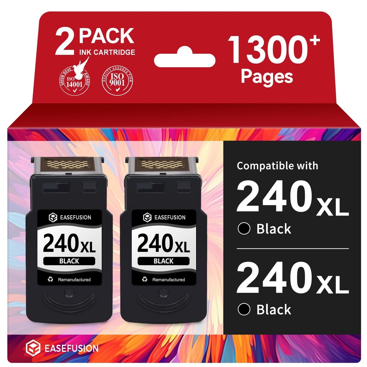 EaseFusion 240XL Replacement Canon 240XL Black Ink Cartridge PG-240 PG-240 Black