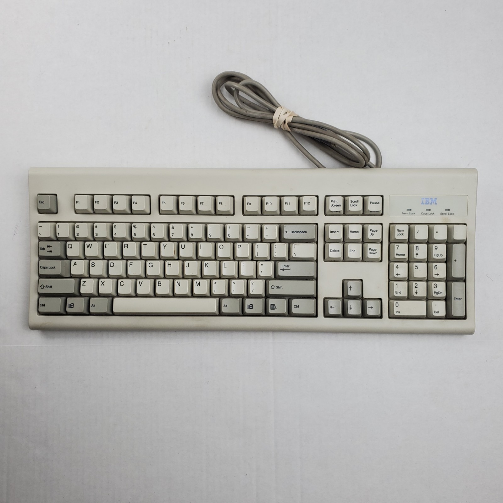Vintage IBM KB-8923 PS/2 Wired Keyboard Gray White Retro Gaming Clean Working