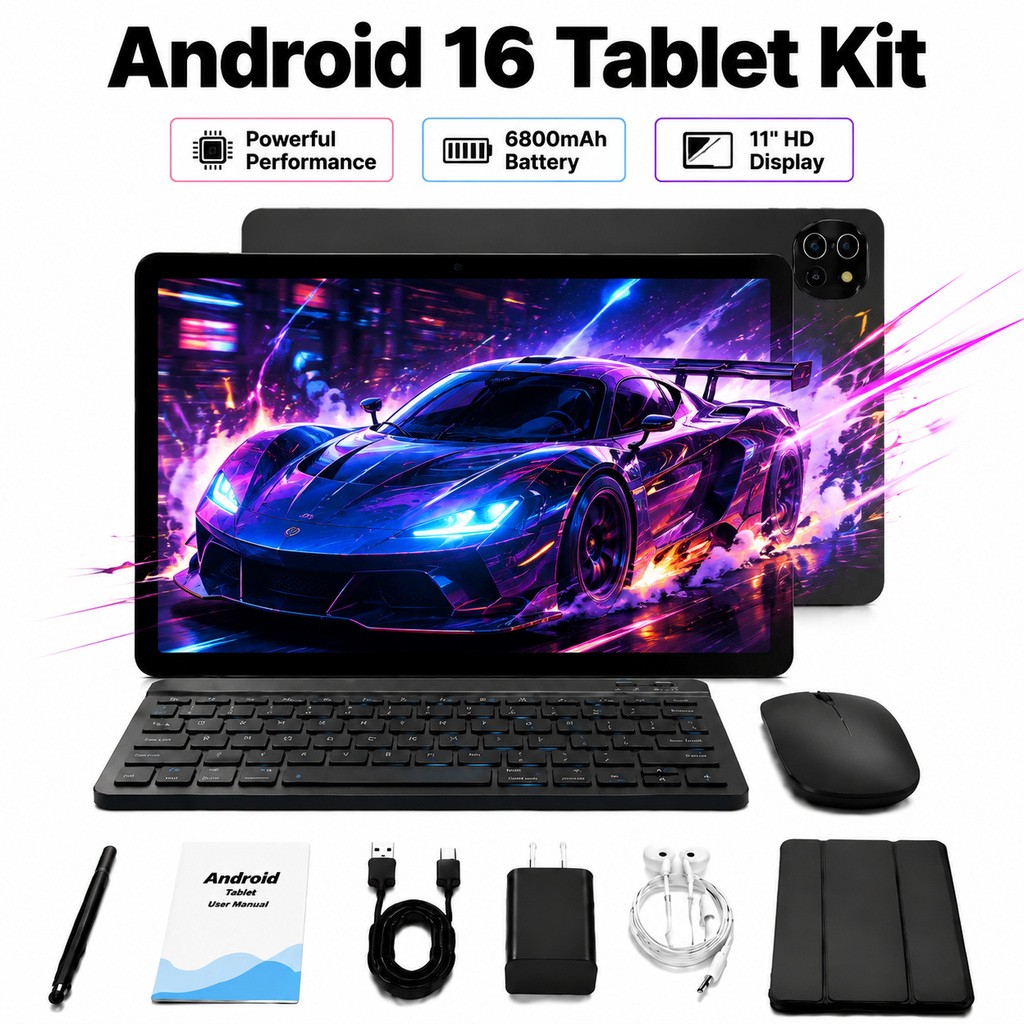 2026 New Android 16 Tablet 11" IPS 24GB RAM 64GB ROM Gemini AI Tablet 6800mAh