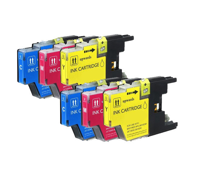 6 Pack Compatible Brother LC-75 Color Ink Cartridges for inkjet printers