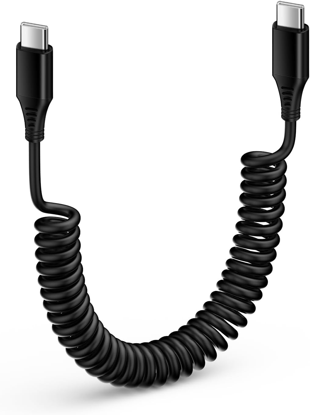 iPhone 17 Air 16e 16 15 Pro Max Charger Cable 3FT for Car, Coiled USB C Black 