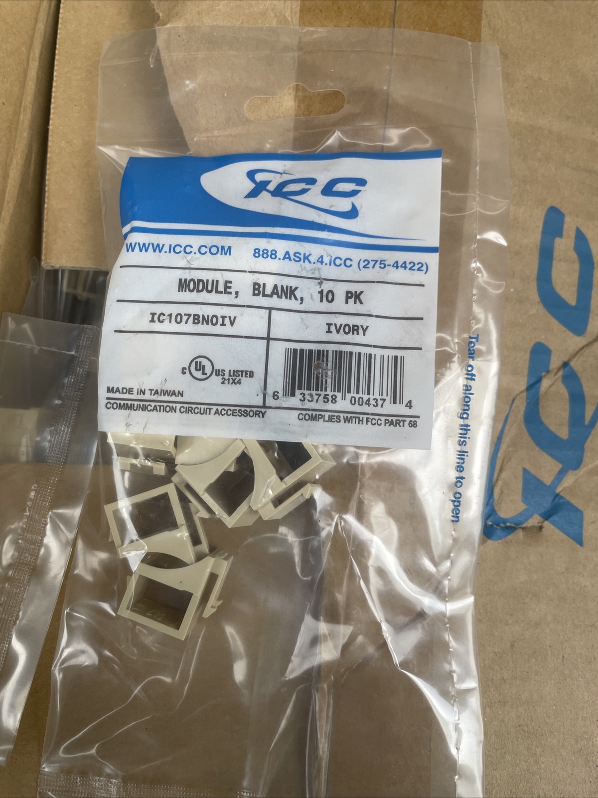 Icc INSERT-IV Ic107bn0iv - Blankmodconnect 10pk Ivory