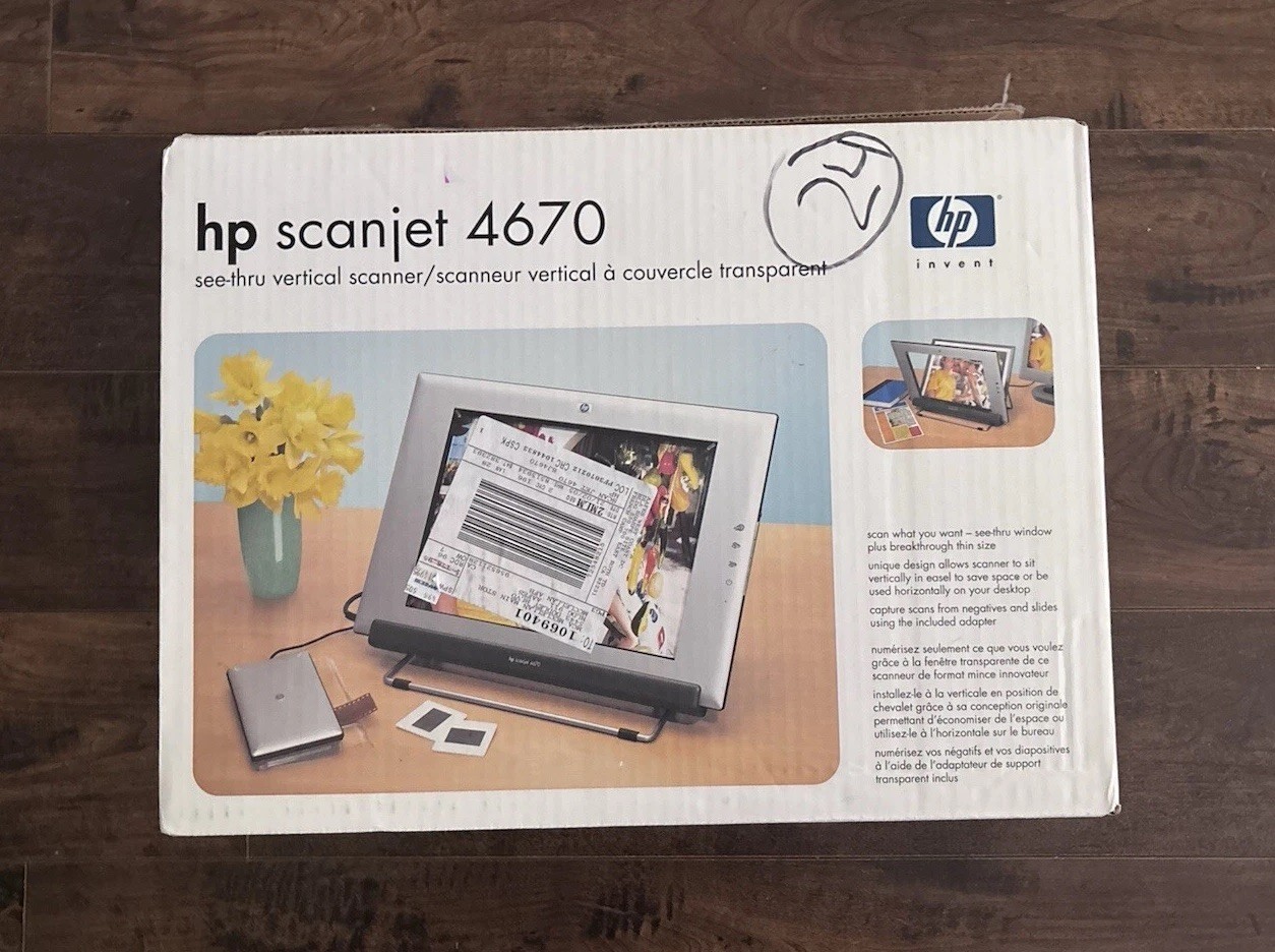 HP ScanJet 4670 See-Through Vertical Flatbed Scanner with Manuals and CD NEW