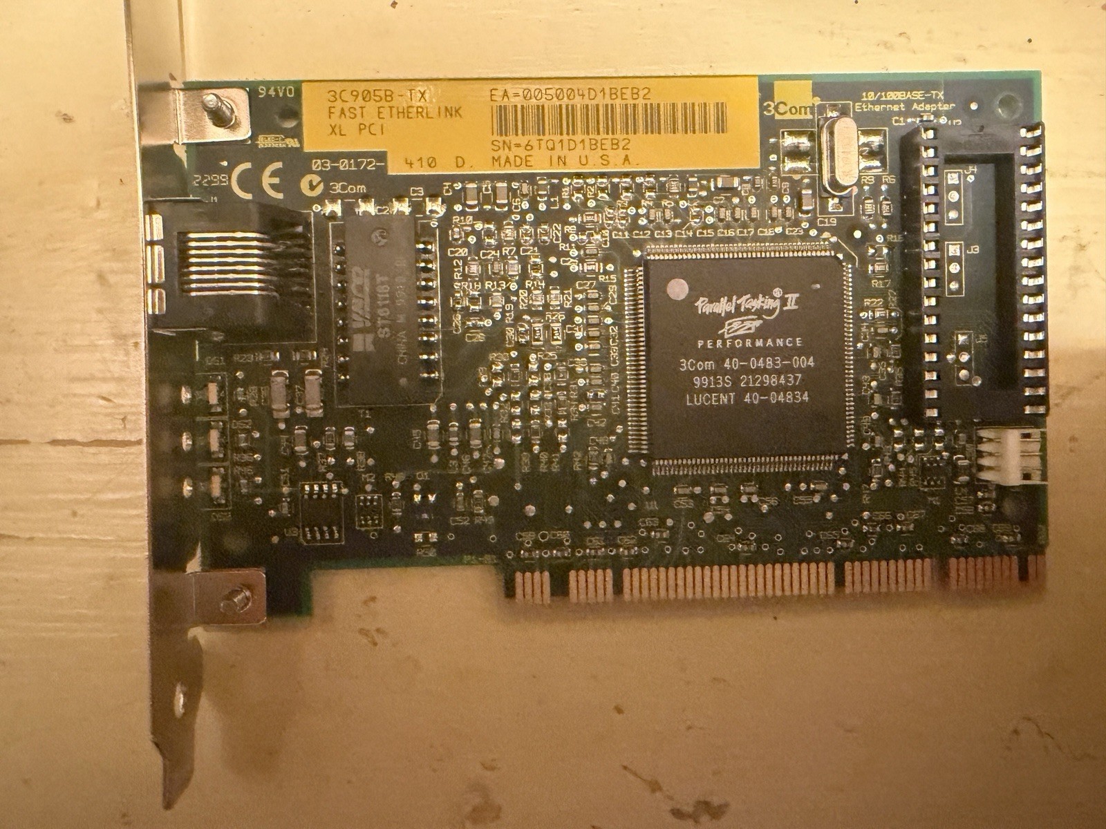 One 3Com 10/100 Fast EtherLink XL PCI Ethernet Network Adapter Card 3C905B-TX