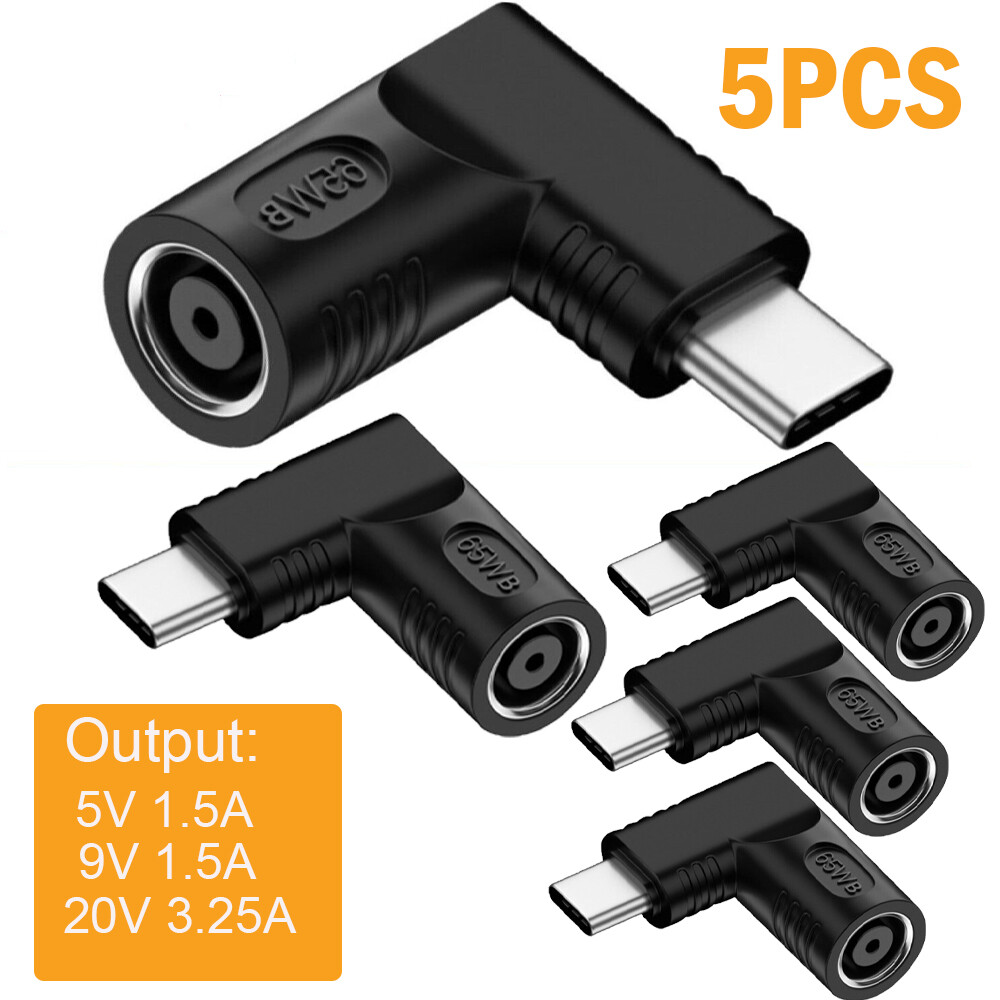 5Pcs 7.4mm Laptop Charger Converter USB Type C Power Charging Cable Adapter 65W