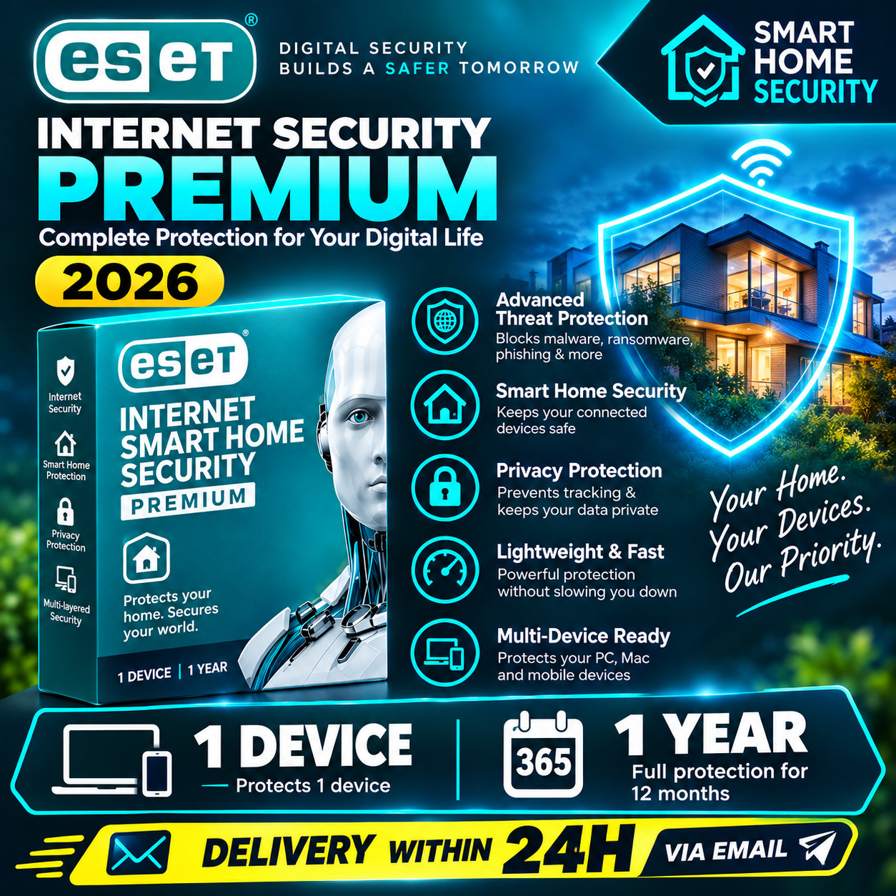 ESET HOME Security Premium 2026  1  & 5 Devices For 1  2  3  Years License