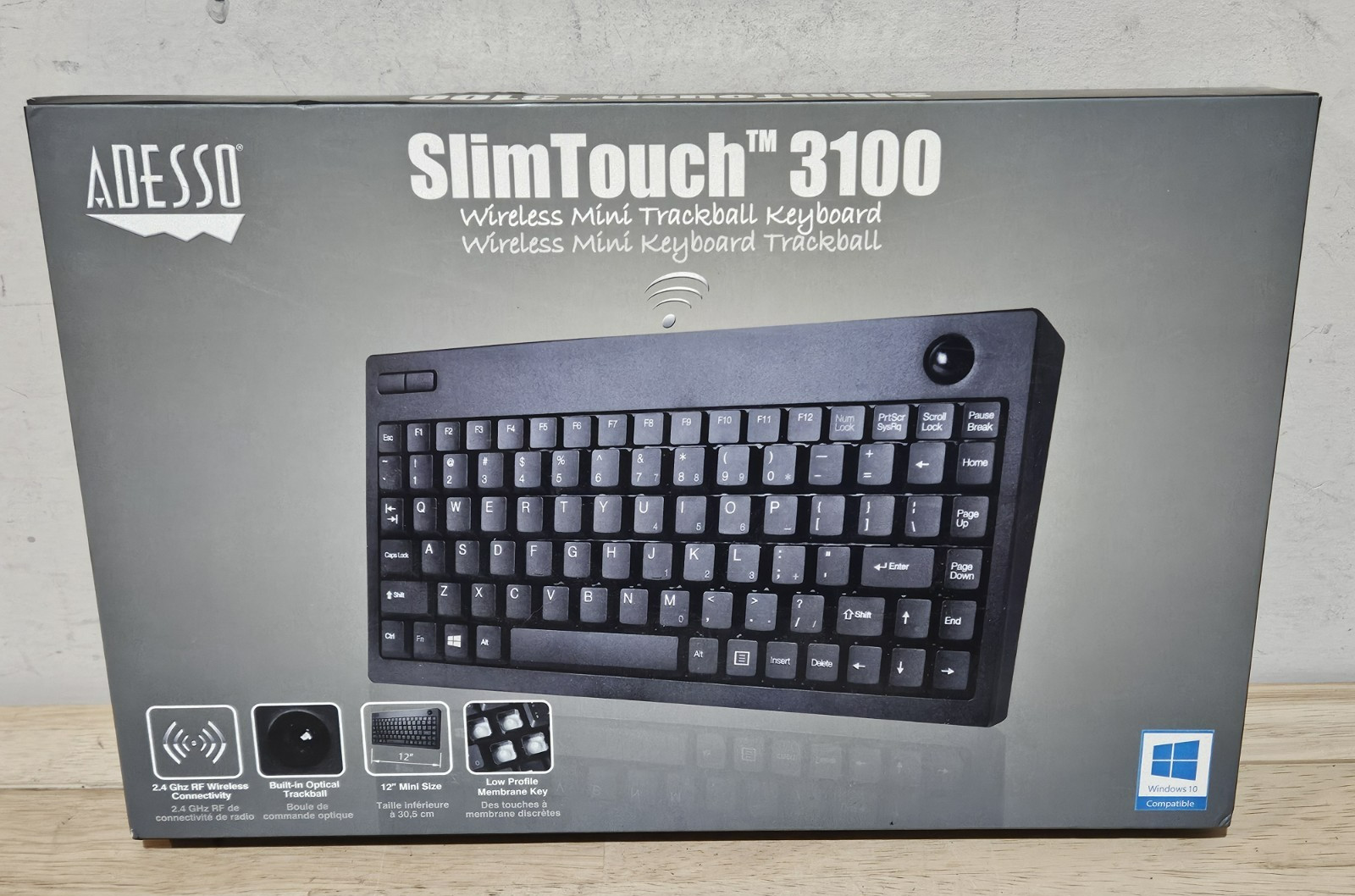 Adesso WKB-3100UB Wireless Keyboard (WKB3100UB) Slim Touch 3100 New in Box