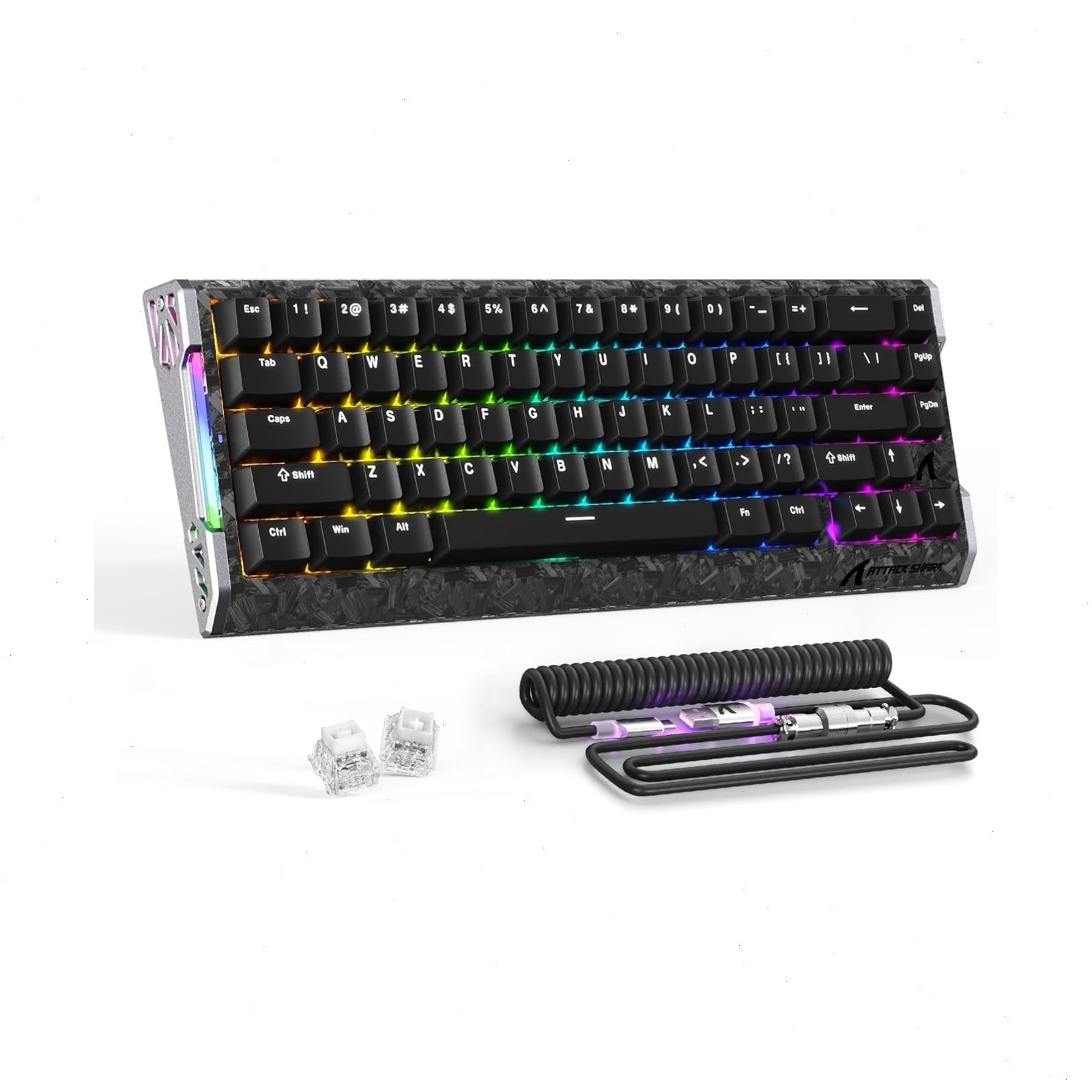 ATTACK SHARK R68HE 68 Keys Wired Carbon Fiber  Keyboard With C01ULTRA RGB Cable
